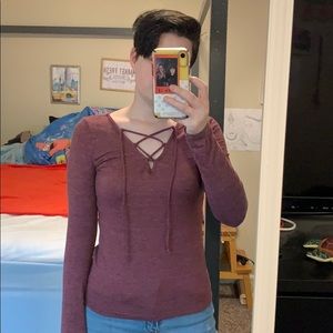 Maroon long sleeve blouse